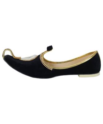 Men's Black Velvet Rhinestone Ruby Mojaris 2