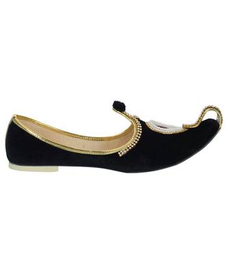 Men's Black Velvet Rhinestone Ruby Mojaris 3