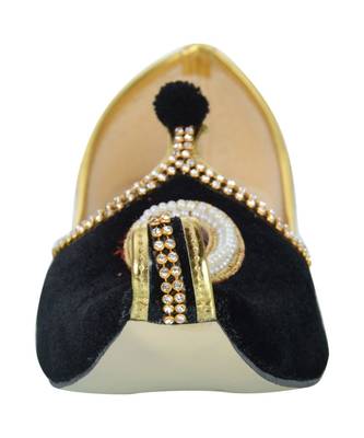 Men's Black Velvet Rhinestone Ruby Mojaris 4