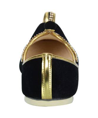 Men's Black Velvet Rhinestone Ruby Mojaris 5