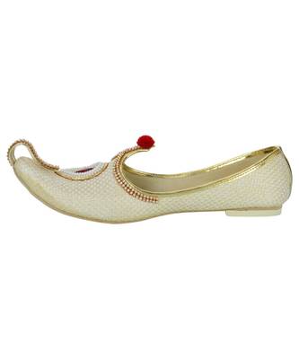 Men's Cream Jute Rhinestone Ruby Mojaris 1