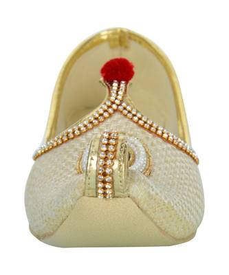 Men's Cream Jute Rhinestone Ruby Mojaris 2
