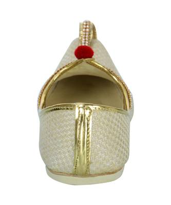 Men's Cream Jute Rhinestone Ruby Mojaris 3