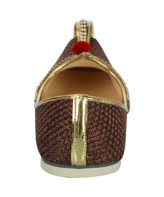 Men's Brown Jute Rhinestone Ruby Mojaris 5
