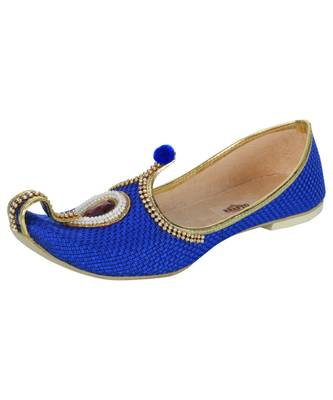 Men's Blue Jute Rhinestone Ruby Mojaris 1
