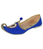 Men's Blue Jute Rhinestone Ruby Mojaris
