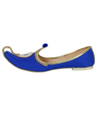 Men's Blue Jute Rhinestone Ruby Mojaris 3