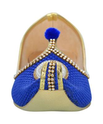 Men's Blue Jute Rhinestone Ruby Mojaris 5
