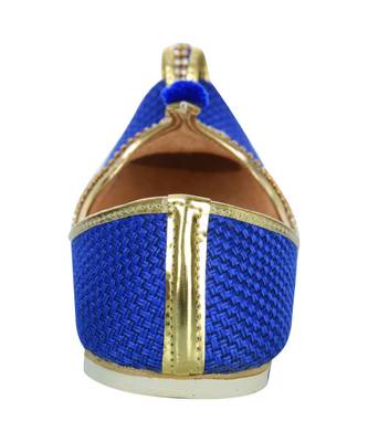Men's Blue Jute Rhinestone Ruby Mojaris 6