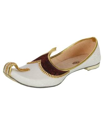 Men's White Maroon Glitz Mojaris 1
