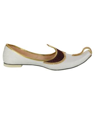 Men's White Maroon Glitz Mojaris 4