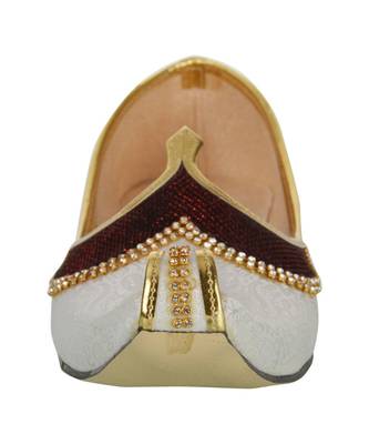 Men's White Maroon Glitz Mojaris 5