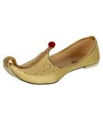 Men's Gold Fabric Mono Rhinestone Mojaris