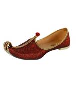 Men's Red Fabric Mono Rhinestone Mojaris