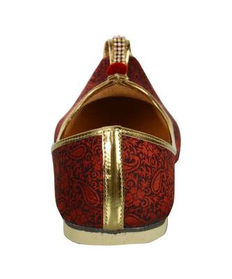 Men's Red Fabric Mono Rhinestone Mojaris 6