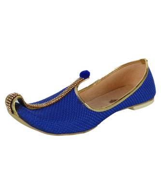 Men's Blue Jute Mono Rhinestone Mojaris 1