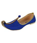 Men's Blue Jute Mono Rhinestone Mojaris