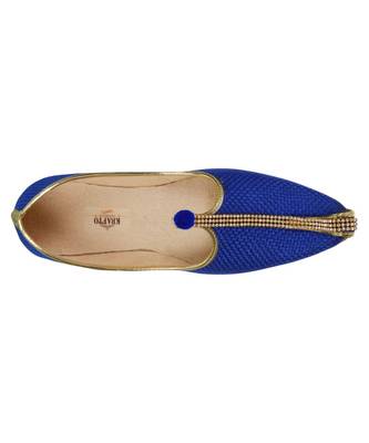 Men's Blue Jute Mono Rhinestone Mojaris 2