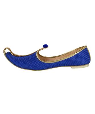 Men's Blue Jute Mono Rhinestone Mojaris 3