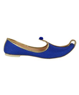 Men's Blue Jute Mono Rhinestone Mojaris 4