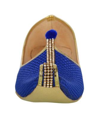 Men's Blue Jute Mono Rhinestone Mojaris 5