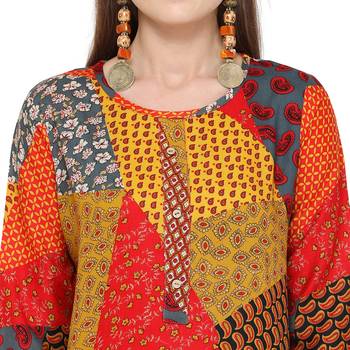 Multicolor printed rayon party wear kurtis 5
