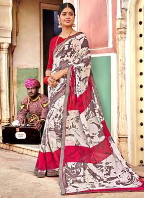 Multicolor printed georgette saree with blouse 1