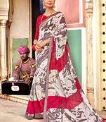 Multicolor printed georgette saree with blouse