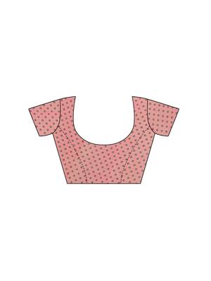 Pink printed chiffon saree with blouse 5