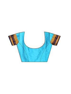 Blue Woven Poly Silk Saree With Blouse 5