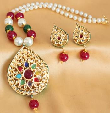 Sparkling Huge Heavy Multicolour Kundan Necklace Set 1