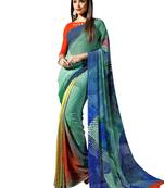 Multicolor printed georgette saree with blouse