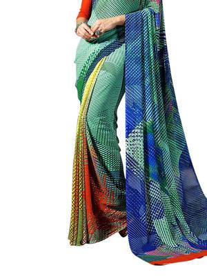 Multicolor printed georgette saree with blouse 3