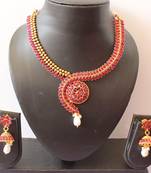 Lovely Antique Kemp Pink Designer Necklace Set - DJ17539