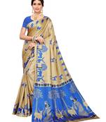 Beige Printed Art Silk Saree With Blouse