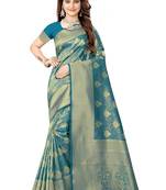 Multicolor woven faux kanjivaram silk saree with blouse