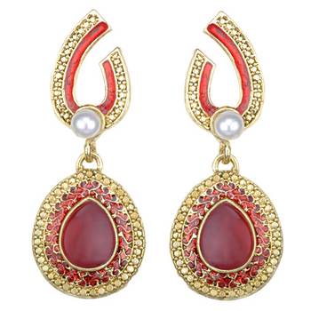 Traditional Indian Bollywood Jewelry Set Pearl Polki Earrings Set 1