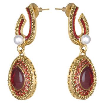 Traditional Indian Bollywood Jewelry Set Pearl Polki Earrings Set 2