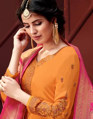 Yellow Embroidered Faux Georgette Salwar 2