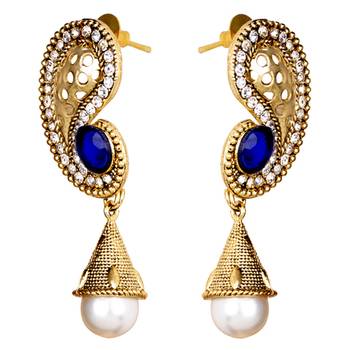 Ethnic Indian Bollywood Jewelry Set Paisley Polki Dangle Earrings 2