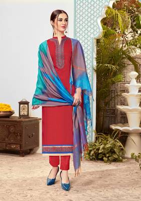 Red Embroidered Cotton Salwar 1