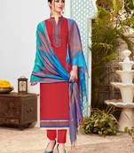 Red Embroidered Cotton Salwar
