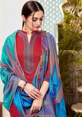 Red Embroidered Cotton Salwar 2