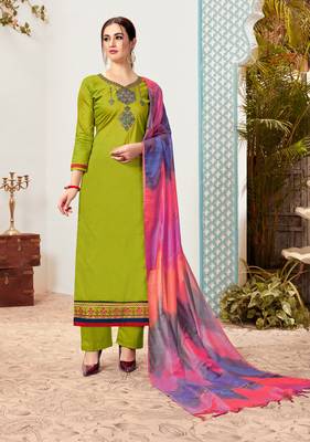 Green Embroidered Cotton Salwar 1
