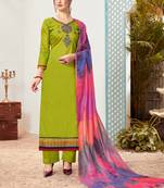 Green Embroidered Cotton Salwar