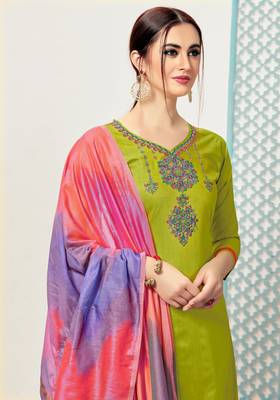 Green Embroidered Cotton Salwar 2