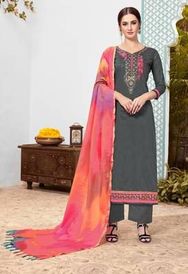 Grey Embroidered Cotton Salwar 1