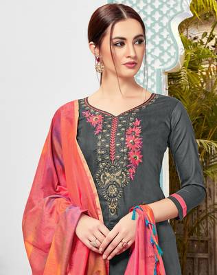 Grey Embroidered Cotton Salwar 2