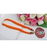 Real Hand Made Seed Made Long Neck Wear With Hand Paintedtanjore Art Druzy Stone Pendant