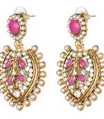 Traditional Indian Bollywood Jewelry Set Gold Finish Pearl Polki Earrings